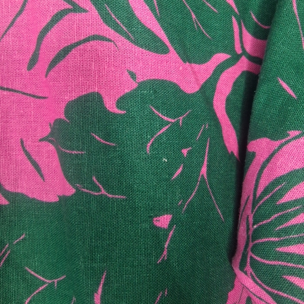 Maison d 'Amelie Paris Cropped Top Green & Pink Leaf Tropical Print M - Picture 7 of 16
